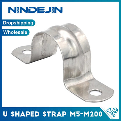 NINDEJIN U Shape Pipe Clamps | 304 Stainless Steel Two Hole Strap Conduit Tube Clip