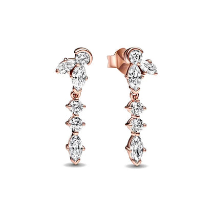 European New 925 Silver Butterfly Flower Stud Earrings, Fit Women's Festival Exquisite Charm Jewelry Gifts