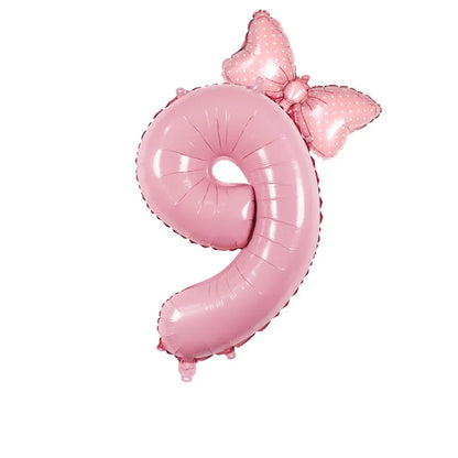 Number Foil Balloon Set with Bows | Birthday Party Decor