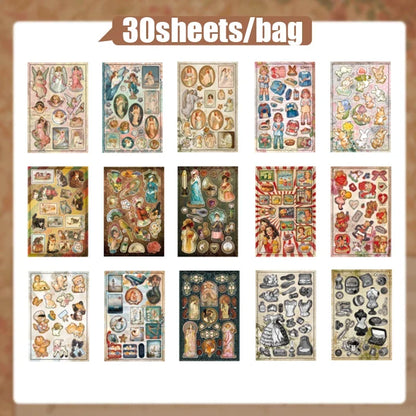 Vintage Sticker Book Collection | 30pcs Retro Amusement Park Tour Decals