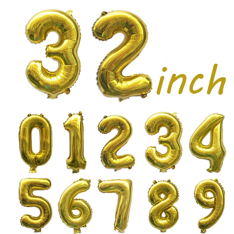 32 Inch Gold Foil Number Balloons | Birthday Party Decorations