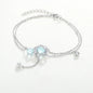 925 Sterling Silver Aquamarine Bracelet | Elegant Double Charm Bracelet for Women
