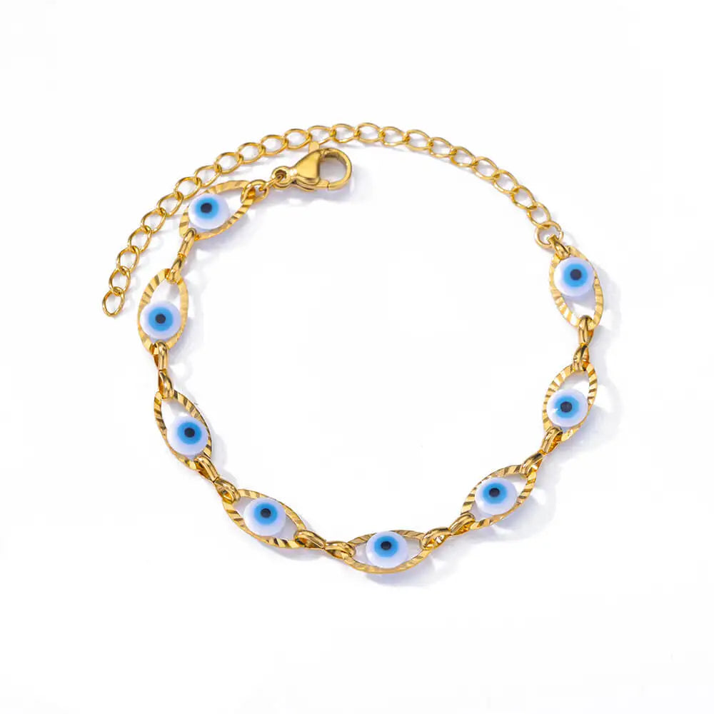 Hand Evil Eye Bracelet For Women Stainless Steel Zircon Bangle Sets Turkish Luxury Party Jewelry pulseras bijoux femme