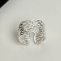 925 Sterling Silver Frosting Geometry Ring | Textured Wide Band for Women