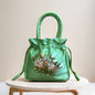 ZTBBAO Embroidered Flower Bucket Bag | Small Top Handle Handbag for Women