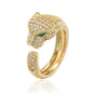 NEWBUY High Quality Fashion Statement Big Animal Ring For Women Girl Party Jewelry Gold Color Zircon Leopard Open Ring Wholesale