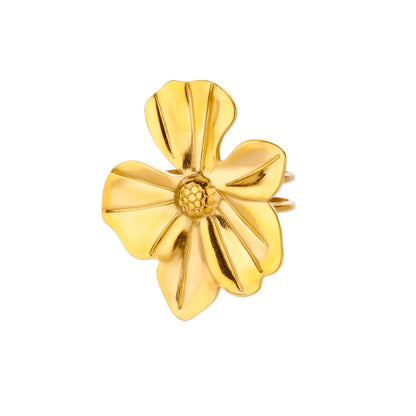 Stainless Steel Exaggerated Big Flower Rings For Women Gold Color Sunflower Finger Ring Female Fashion Aesthetic Jewelry Gift