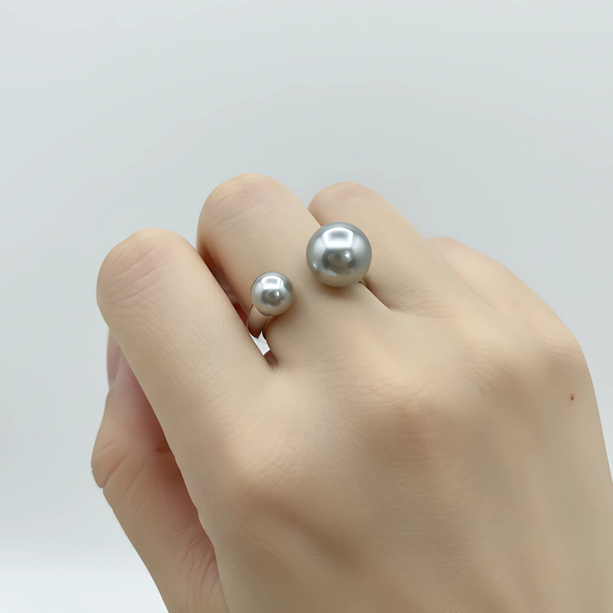 PANJBJ 925 Sterling Silver Pearl Irregular Ring | Women Shell Overlapping Hollow Sweet Design Jewelry