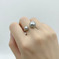 PANJBJ 925 Sterling Silver Pearl Irregular Ring | Women Shell Overlapping Hollow Sweet Design Jewelry