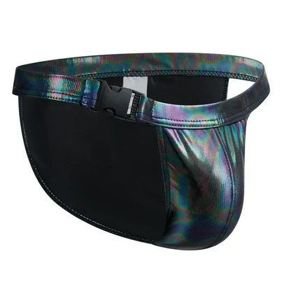 Sexy Briefs Men's Faux Leather  Male Bikini Gay Men Underwear Brief Gay Sissy Bulge Pouch Panties PU Patent Leather Underpants