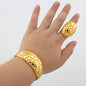 Leopard Design Bangle and Ring Jewelry Set Gold Plated African Bracelet Adjustable Ring Weddings Bridal Jewelry Accessories