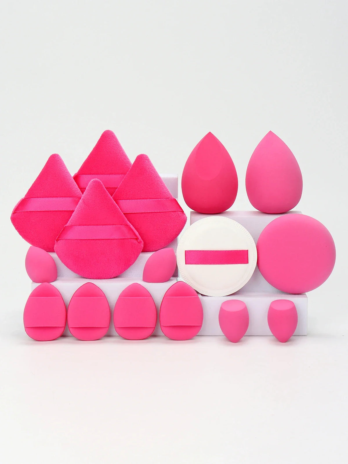 Cat Powder Cotton Candy 16-Piece Makeup Sponge Set | Soft Polyurethane Cosmetic Puffs