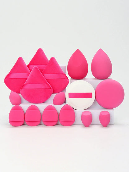 Cat Powder Cotton Candy 16-Piece Makeup Sponge Set | Soft Polyurethane Cosmetic Puffs