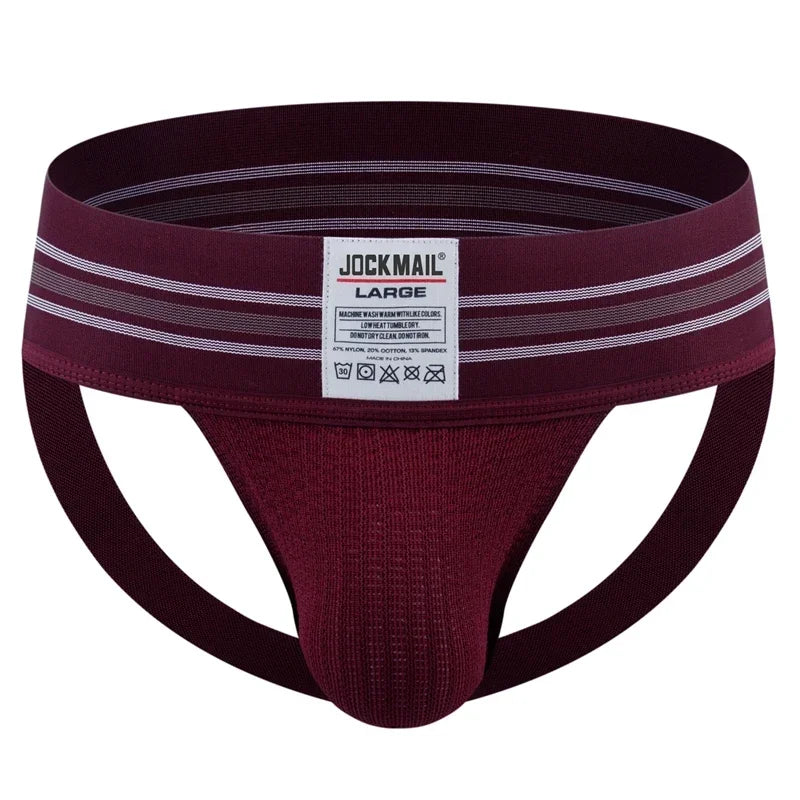 Men Sexy Jockstrap Thongs Gay Underwear Lingerie Underpants Bikini G String Wide Waist Band Hombre Panties Athletic Supporters