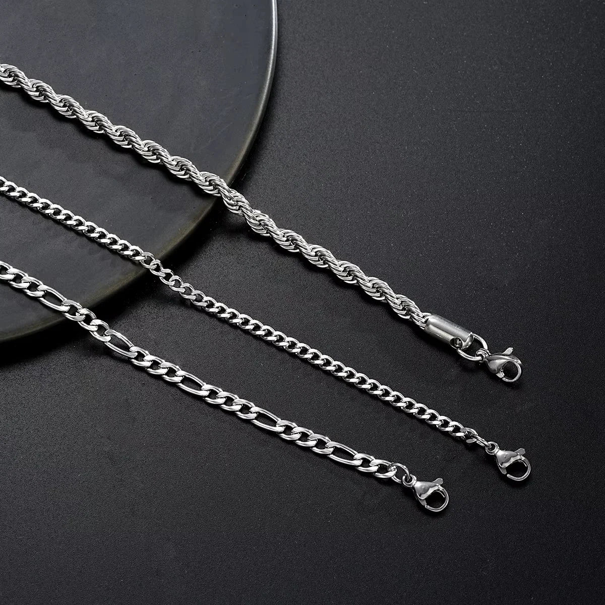 3pcs/set Stainless Steel Punk Cuban Chain Bracelet for Men Minimalist Silver Color Hip Hop Bracelet Party Fashion Jewelry Gifts
