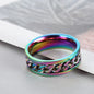 Titanium Steel Rotatable Chain Rings for Women Men Spinner Decompression Multifunctional Chain Ring Bottle Opener Ring Jewelry