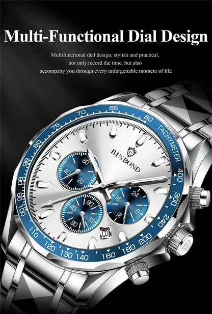 New Automatic Watch For Man Small Dial Blue Digital Fashion Quartz Wristwatches Men Clock Luxury Watches Mens Gifts Reloj Hombre