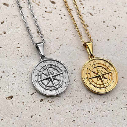 Compass Pendant Necklace Jewelry Hot Sale Vintage 18K Gold Plated Charms For Men Women