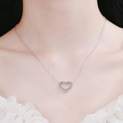 NeeTim D Color Moissanite Necklace Heart Pendant 925 Sterling Silver White Gold Plated Chain Fine Neck Chain for Women Wholesale
