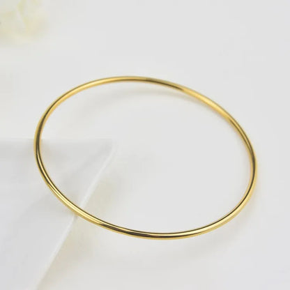 55mm/60mm/65mm Stainless Steel 2mm Thin Plain Polished Slip On Bangle Bracelet for Women Girl