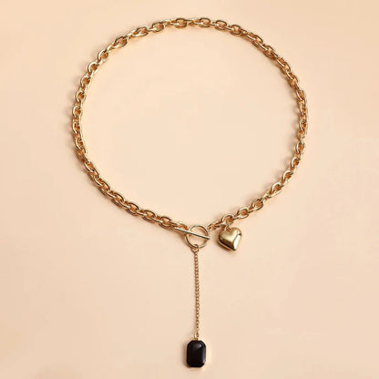 Europe And the United States Metal chain Fringe Heart Pendant Collar OT Buckle Creative Simple Fashion Necklace Ladies