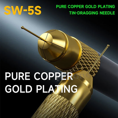 MECHANIC SW-5S Gold Plated Tin Dragging Needle Set | Ultralight Carbon Fiber Holder for FPC Connector Reballing