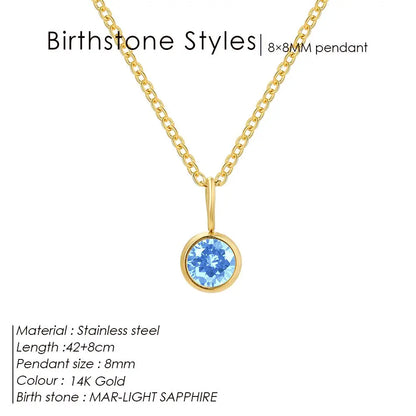 Birthstone Necklace for Woman Stainless Steel 12 Constellation DIY Colourful Zirconia Pendat Birthday Gift Jewelry Wholesale