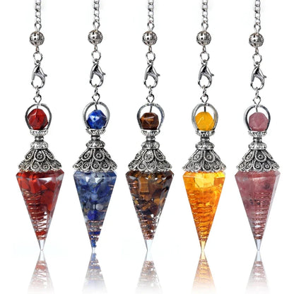 Natural Stone Spirit Pendulum Pendant Latticed Chain