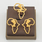 African Gold Color Earrings Ring Jewelry Set for Women Copper Alloy Clip Earrings and Finger Ring 2Pcs Set Weddings Daily Wear