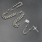 6MM Metal Beads Rosary Necklaces For Women Men Long Chain Crucifix Cross Pendant Necklace Religious Praye Jewelry