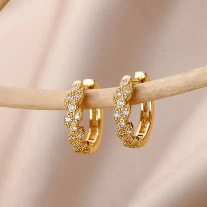 Zircon Pendientes Earring For Women Stainless Steel Hoop Piercing Earring Trending 2024 New Jewerly aretes de mujer bijoux femme