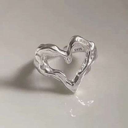 PANJBJ 925 Sterling Silver Pearl Irregular Ring | Women Shell Overlapping Hollow Sweet Design Jewelry