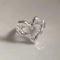PANJBJ 925 Sterling Silver Pearl Irregular Ring | Women Shell Overlapping Hollow Sweet Design Jewelry