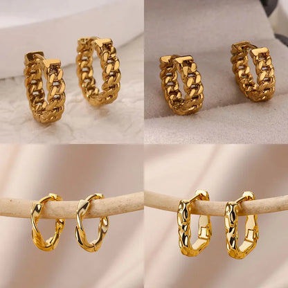 Stainless Steel Chain Earrings For Women Gold Color Geometric Chain Earring Female Fashion Party Wedding Jewelry Gift BFF