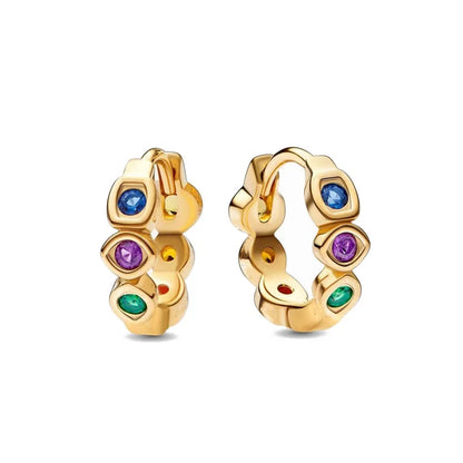 European New Cross Sunflower Gold Color Stud Earrings, Fit Women's Festival Exquisite Charm Jewelry Gifts  925 Silver