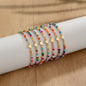 7Pcs Colorful Rice Beads Bracelet Set For Women Fashion Heart Charm Elastic Beaded Chain Bangle Female Trendy Jewelry Gift