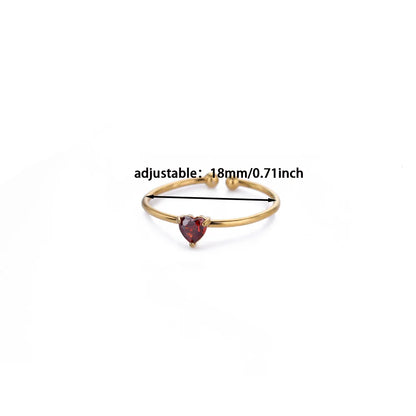 2025 Birth Colorful Cubic Zircon Heart Opening Rings For Women Fashion Dainty Stainless Steel Princess Ring Jewelry Wedding Gift