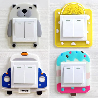 Luminous Silicone Switch Cover | Kawaii Cartoon Animal 3D Sticker for Kids Room