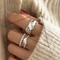 925 Sterling Silver Frosting Geometry Ring | Textured Wide Band for Women