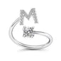 LATS Zircon Initial A-Z Letter Rings for Women Girl Adjustable Opening Ring Name Alphabet Female Wedding Fashion Jewelry Gift