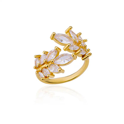 Luxury Rose Flower Zircon Rings For Women Gold Color Stainless Steel Fashion Butterfly Ring 2023 Wedding Aesthetic Jewerly Gift