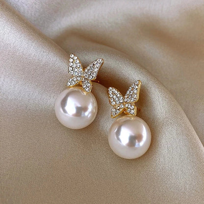 14k Gold Zircon Pearl Twist Stud Earrings | Luxury Women's Jewelry