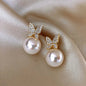 14k Gold Zircon Pearl Twist Stud Earrings | Luxury Women's Jewelry