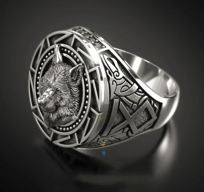 Andara 925 Sterling Silver Ring | Retro Wolf Totem Warrior Ring for Men