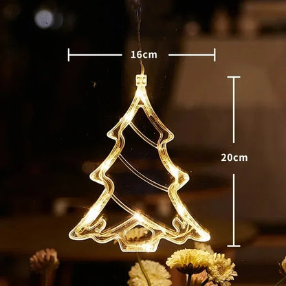 Christmas Window Decor LED Lights | Snowflake Tree Star Deer Sucker Lights for Xmas