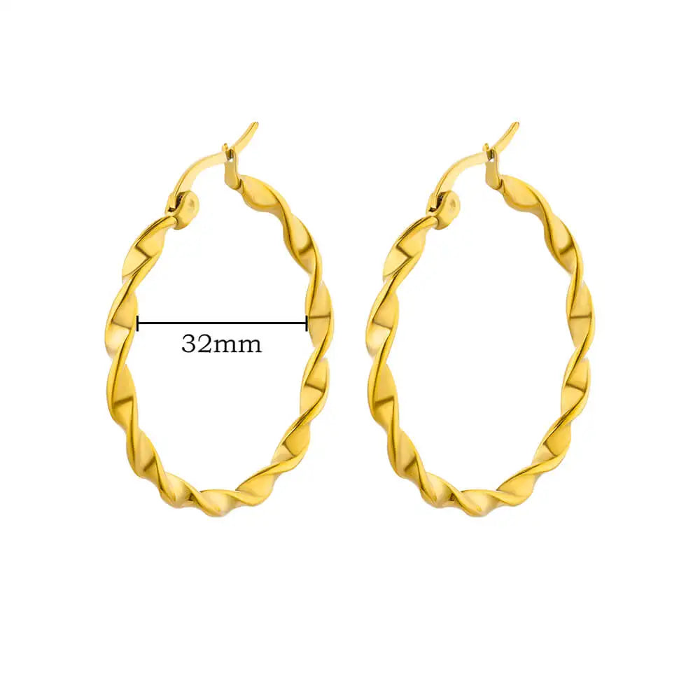 Vintage Round Stainless Steel Hoop Earrings For Women Gold Plated Earring 2023 Trending Statement Ear Jewelry Christmas Gift