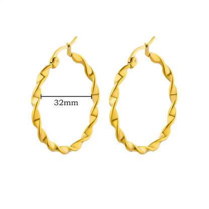 Vintage Round Stainless Steel Hoop Earrings For Women Gold Plated Earring 2023 Trending Statement Ear Jewelry Christmas Gift