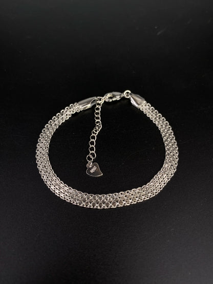 Sterling Silver plated Thai Silver Bracelet for Women Vintage Geometric Heart Love Lucky Punk Jewelry 2023 New Dropship