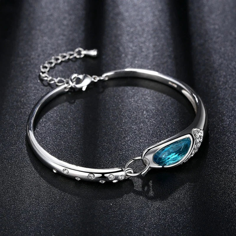 1pcs Blue Gemstone Bracelet Exquisite And Minimalist Style Lightweight Adjustable Chain Women's Daily Accessories Bracelet