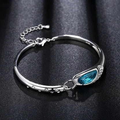 1pcs Blue Gemstone Bracelet Exquisite And Minimalist Style Lightweight Adjustable Chain Women's Daily Accessories Bracelet